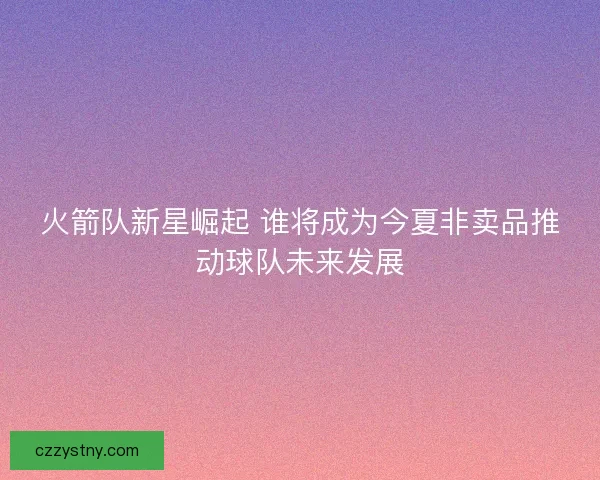 火箭队新星崛起 谁将成为今夏非卖品推动球队未来发展