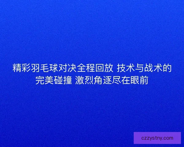 精彩羽毛球对决全程回放 技术与战术的完美碰撞 激烈角逐尽在眼前